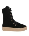 Paola Ferri Woman Ankle Boots Black Size 10 Shearling In Black