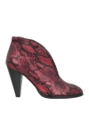 Paola Ferri Woman Ankle Boots Burgundy Size 7 Soft Leather In Red