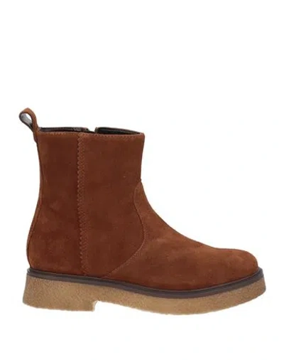 Paola Ferri Woman Ankle Boots Camel Size 11 Soft Leather In Beige