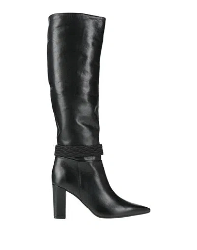 Paola Ferri Woman Boot Black Size 7 Leather, Textile Fibers