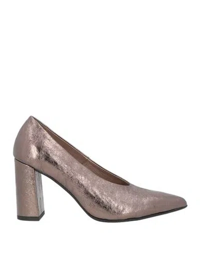 Paola Ferri Woman Pumps Bronze Size 9 Soft Leather In Yellow