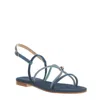 Paola Fiorenza Blue Velvet Sandal With Microcrystals In Blue