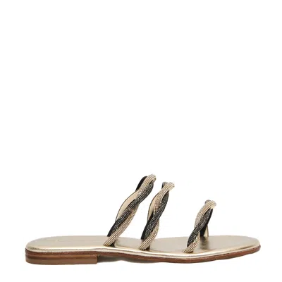 Paola Fiorenza Gold And Black Rhinestone Slipper In Neutral