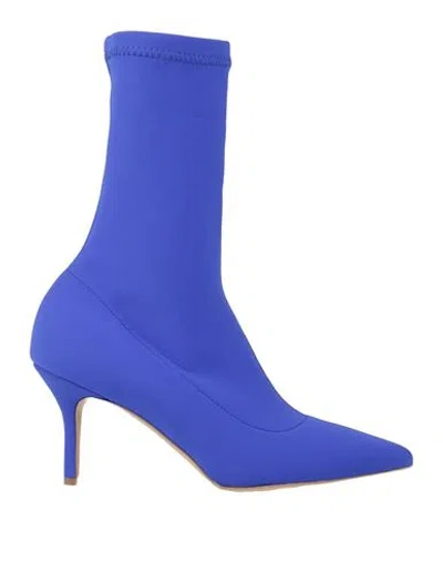 Paola Parisi Woman Ankle Boots Bright Blue Size 11 Textile Fibers