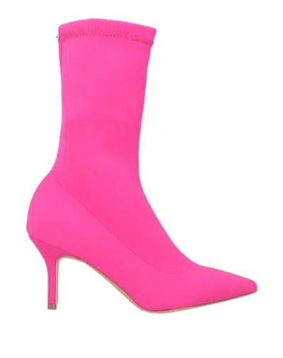 Paola Parisi Woman Ankle Boots Fuchsia Size 6 Textile Fibers In Pink