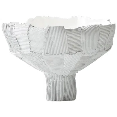 Pre-owned Paola Paronetto Contemporary Ceramic Anemone Footed Bowl White