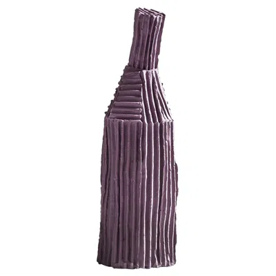 Pre-owned Paola Paronetto Contemporary Ceramic Cartocci Lilac Decorative Bottle Corteccia Texture In Black