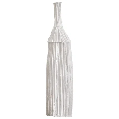 Pre-owned Paola Paronetto Contemporary Ceramic Cartocci Texture White Decorative Bottle