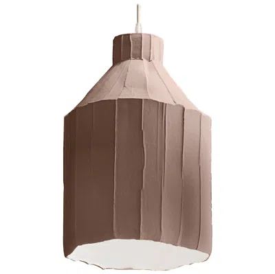 Pre-owned Paola Paronetto Contemporary Ceramic Coffee Sufi Lamp Corteccia Texture In Brown