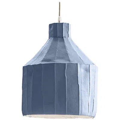 Pre-owned Paola Paronetto Contemporary Ceramic Cornflower Blue Sufi Lamp Corteccia Texture