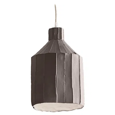 Pre-owned Paola Paronetto Contemporary Ceramic Dark Grey Sufi Lamp Corteccia Texture In Gray