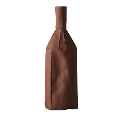Pre-owned Paola Paronetto Contemporary Ceramic Decorative Bottle Liscia Texture Brown