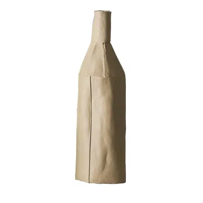 Pre-owned Paola Paronetto Contemporary Ceramic Decorative Bottle Liscia Texture Ivory In White
