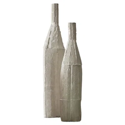 Pre-owned Paola Paronetto Contemporary Ceramic Gigante Cartoccio Texture White Bottle
