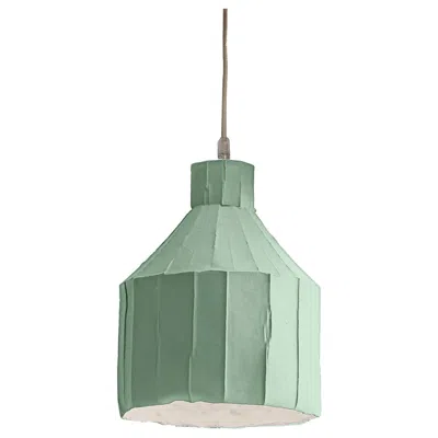 Pre-owned Paola Paronetto Contemporary Ceramic Green Sufi Lamp Corteccia Texture