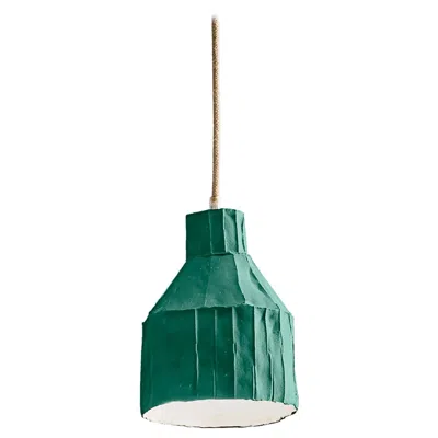 Pre-owned Paola Paronetto Contemporary Ceramic Green Sufi Lamp Corteccia Texture