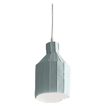 Pre-owned Paola Paronetto Contemporary Ceramic Light Grey/blue Sufi Lamp Corteccia Texture In Transparent