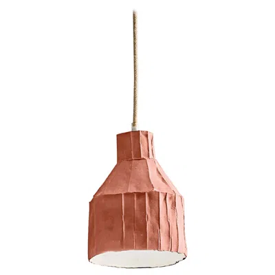 Pre-owned Paola Paronetto Contemporary Ceramic Peach Sufi Lamp Corteccia Texture In Pink