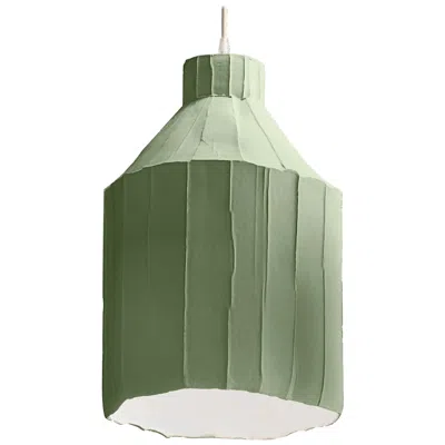 Pre-owned Paola Paronetto Contemporary Ceramic Sage Green Sufi Lamp Corteccia Texture