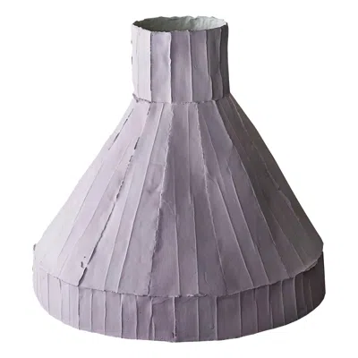 Pre-owned Paola Paronetto Contemporary Ceramic Vulcano Corteccia Texture Lilac Low Vase In Transparent