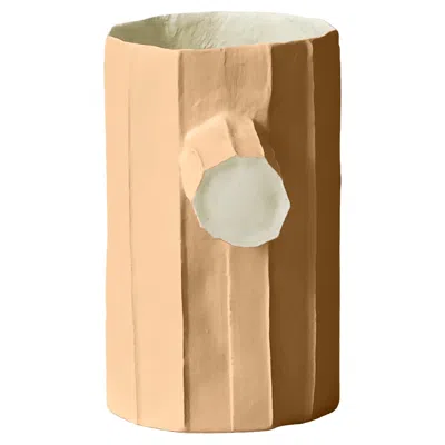 Pre-owned Paola Paronetto Contemporary Hazelnut Paper Clay Sculpture Pino Mono In Sand