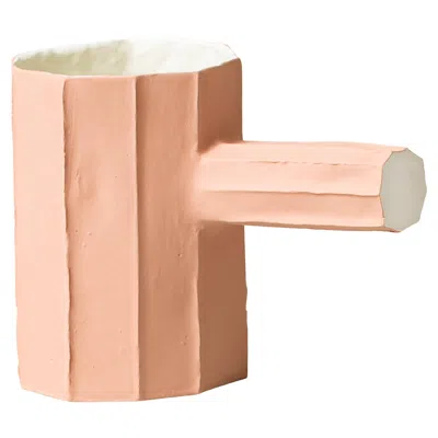 Pre-owned Paola Paronetto Contemporary Peach Blush Paper Clay Sculpture Pino Mono In Orange