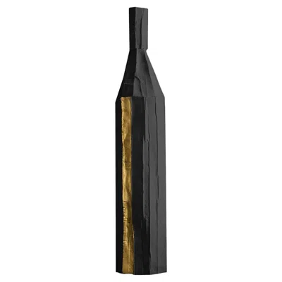 Pre-owned Paola Paronetto Corteccia E18/nero With Gold Insert Decorative Bottle In Black