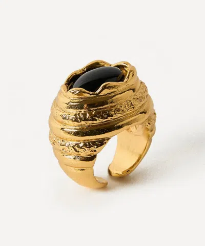 Paola Sighinolfi 14ct Gold-plated Amanda Ring Black