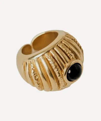 Paola Sighinolfi 14ct Gold-plated Small Reef Ring Onix