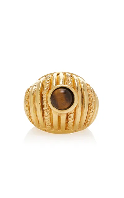 Paola Sighinolfi 18k Gold-plated Pewter Ring In Brown