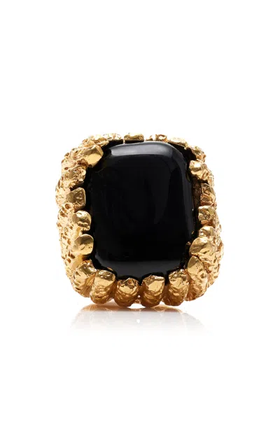 Paola Sighinolfi Bosco 18k Gold-plated Ring In Black