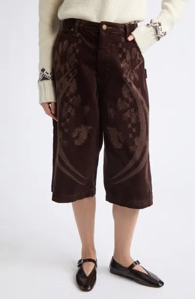 Paolina Russo Baggy Corduroy Bermuda Shorts In Brown