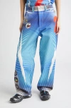 Paolina Russo Baggy Wide Leg Jeans In Blue