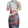 Paolina Russo Body-con Mesh Minidress In Acid Brown