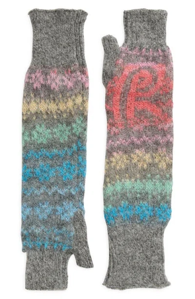 Paolina Russo Candy Mohair & Alpaca Blend Fingerless Gloves In Gray