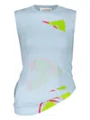 Paolina Russo Cotton Tank Top In 蓝色