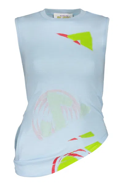 Paolina Russo Cotton Tank Top In Blue