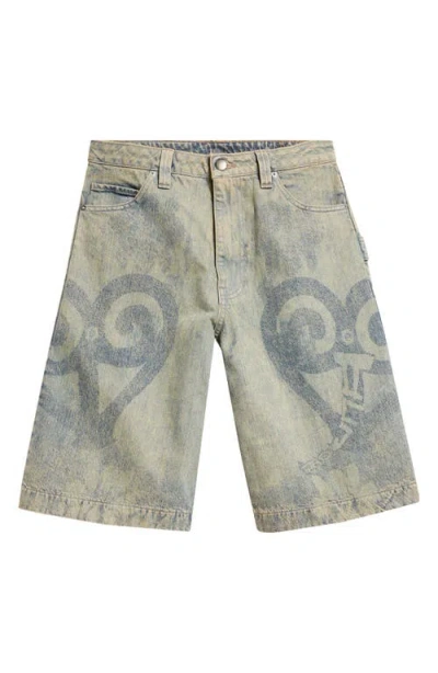 Paolina Russo Fade Print Denim Bermuda Shorts In Sand