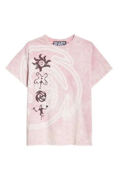 Paolina Russo Gender Inclusive Cotton Graphic T-shirt In Dusty Pink