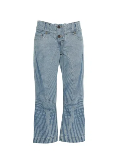 Paolina Russo Graphic-print Cropped Jeans In Multi