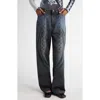 Paolina Russo Ice Printed Baggy Wide Leg Jeans In Blue