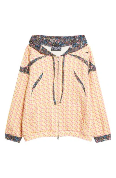 Paolina Russo Mixed Floral Print Full Zip Hoodie In Neutral
