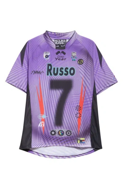 Paolina Russo Oversize Short Sleeve Stretch Jersey Top In Purple