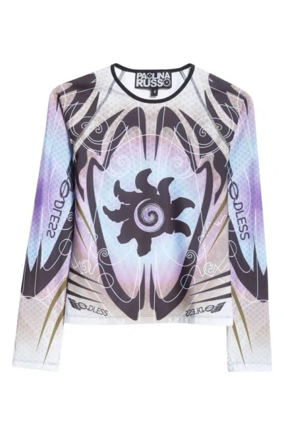 Paolina Russo Pixel Print Long Sleeve Top In Crayon Box