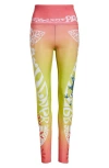 Paolina Russo Print Mesh Leggings In Neon Sunset