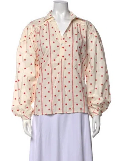 Pre-owned Paolina Russo Printed V-neck Blouse In Neutrals