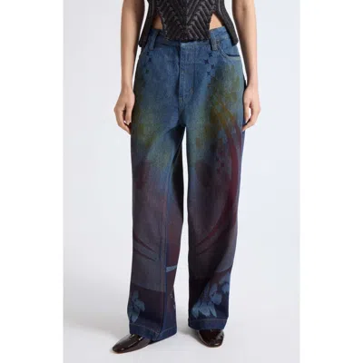 Paolina Russo Rainbow Baggy Wide Leg Jeans In Navy Rainbow