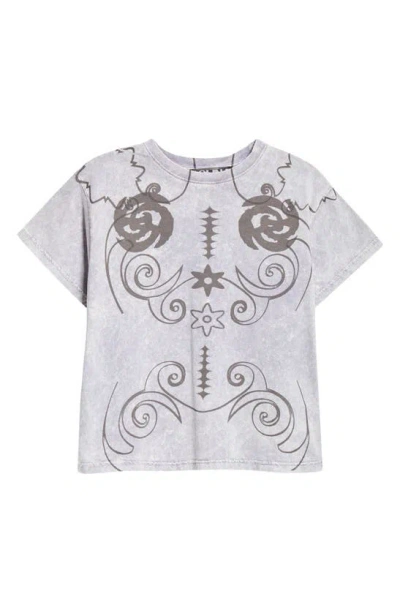 Paolina Russo Relic Print Cotton Baby Tee In Lilac / Volcanic Glass
