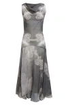 Paolina Russo Sleeveless Bias Cut Chiffon Maxi Dress In Gray