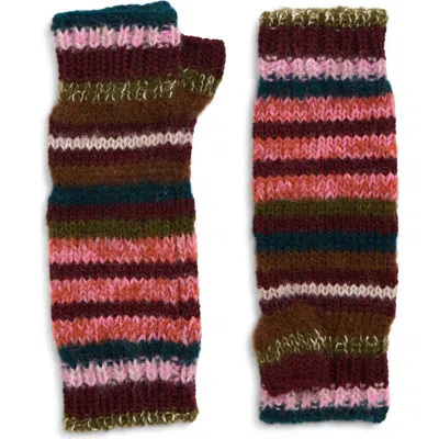 Paolina Russo Stripe Alpaca & Merino Wool Blend Knit Arm Warmers In Brown Rainbow